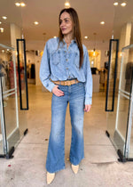 Load image into Gallery viewer, KHLOE DENIM SHIRT JUMPSUIT
