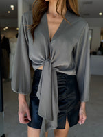 Load image into Gallery viewer, TILLY TIE BLOUSE KHAKI
