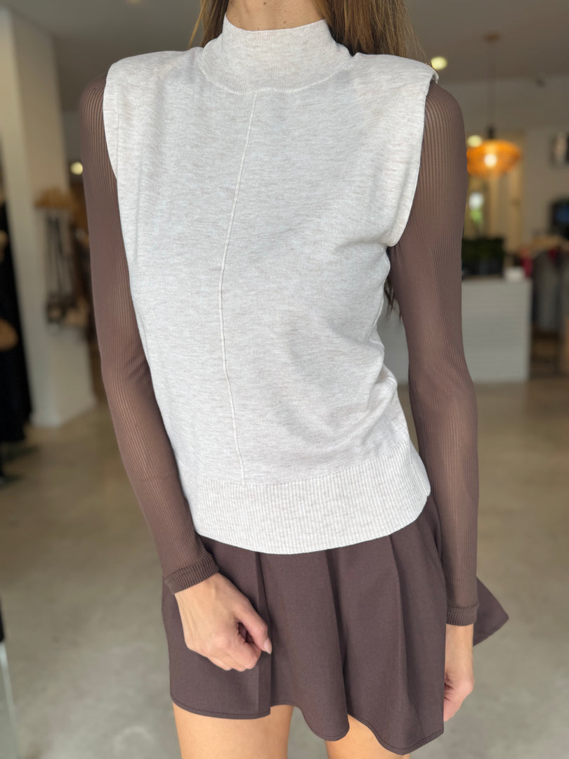 RAE KNIT TANK - CREAM MARLE