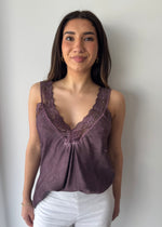 Load image into Gallery viewer, LACE CAMI * DARK PLOM
