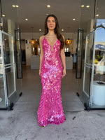 Load image into Gallery viewer, SAPPHIRE SEQUIN MAXI DRESS FUCHSIA
