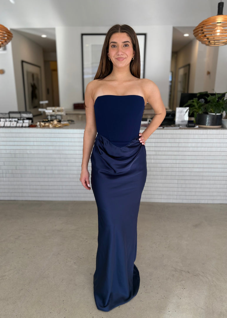 CHIARA STRAPLESS GOWN - NAVY