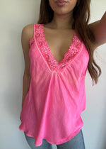 Load image into Gallery viewer, LACE CAMI * FLURO FUXIA
