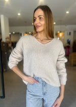 Load image into Gallery viewer, TROMBOLI V NECK KNIT - TAUPE
