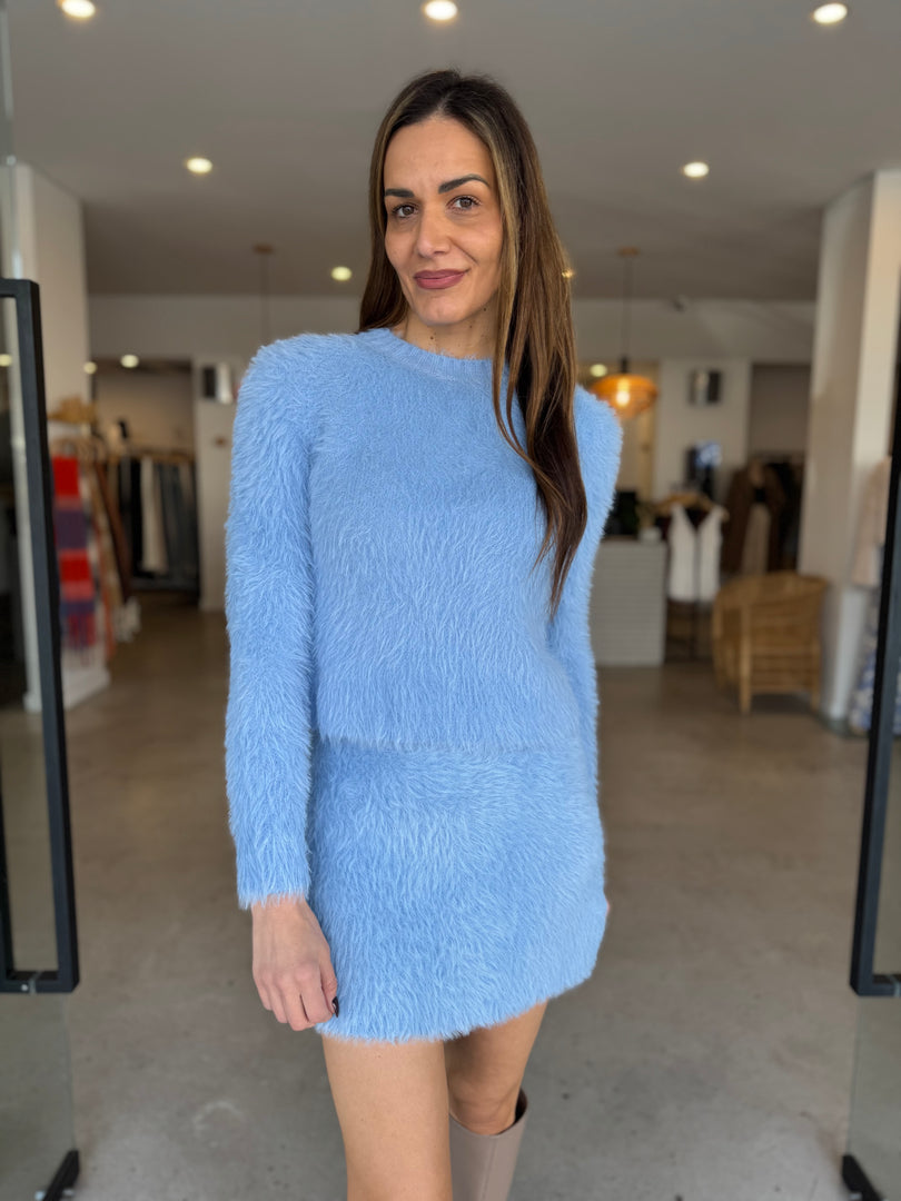 ELIDI KNIT MINI SKIRT SKY