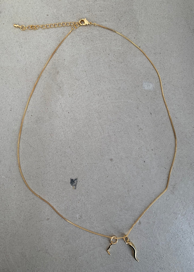 CORNO & INITIAL NECKLACE - GOLD