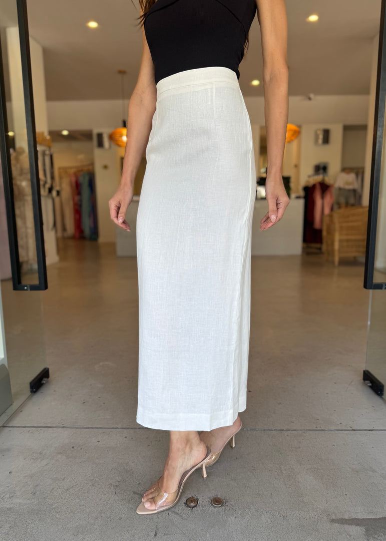 SADIE LINEN MAXI SKIRT - WHITE