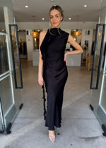Load image into Gallery viewer, AGNES RUFFLE MAXI DRESS - BLACK

