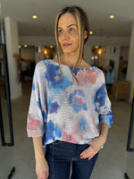 Load image into Gallery viewer, FLOWER PRINT KNIT - BLU ROYAL
