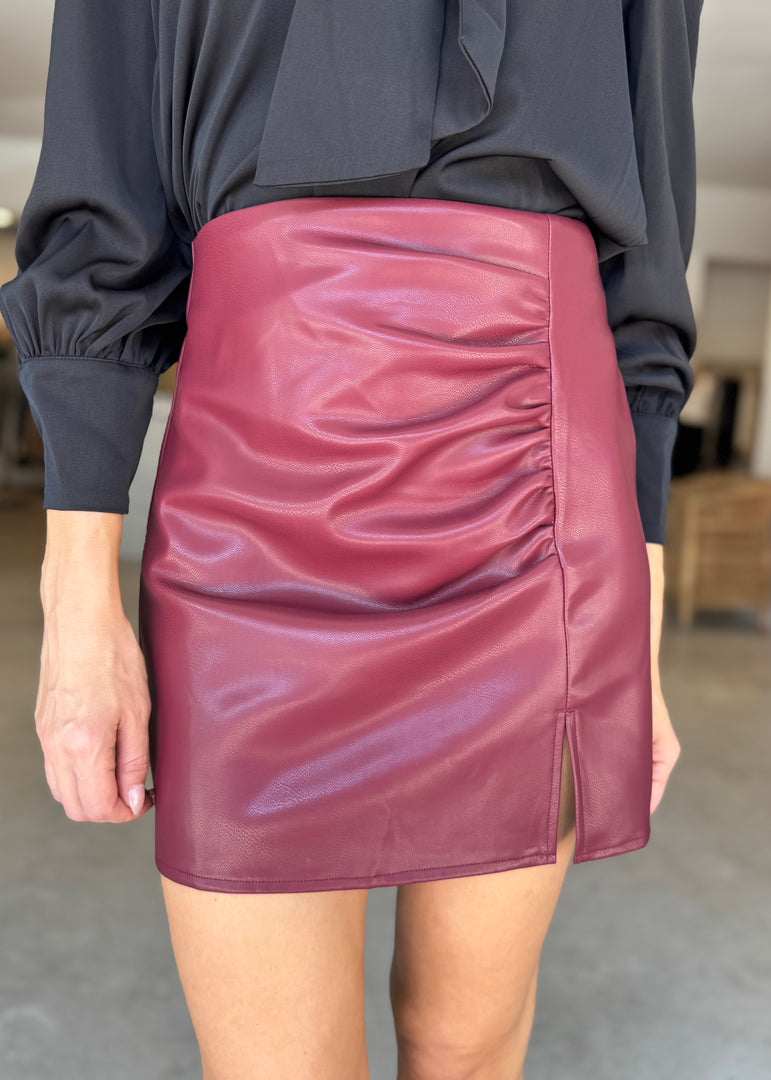 MILANA FAUX LEATHER MINI MERLOT