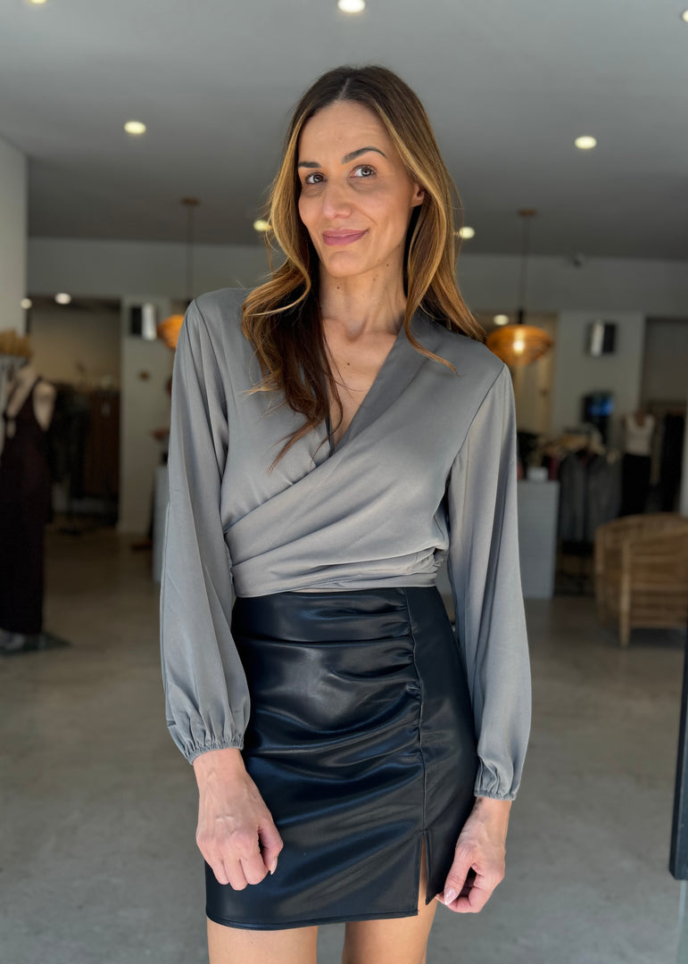 TILLY TIE BLOUSE KHAKI