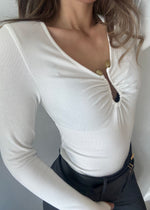 Load image into Gallery viewer, LEANNE LS TOP - WHITE
