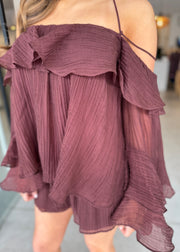 ANIKA RUFFLE TOP UMBER