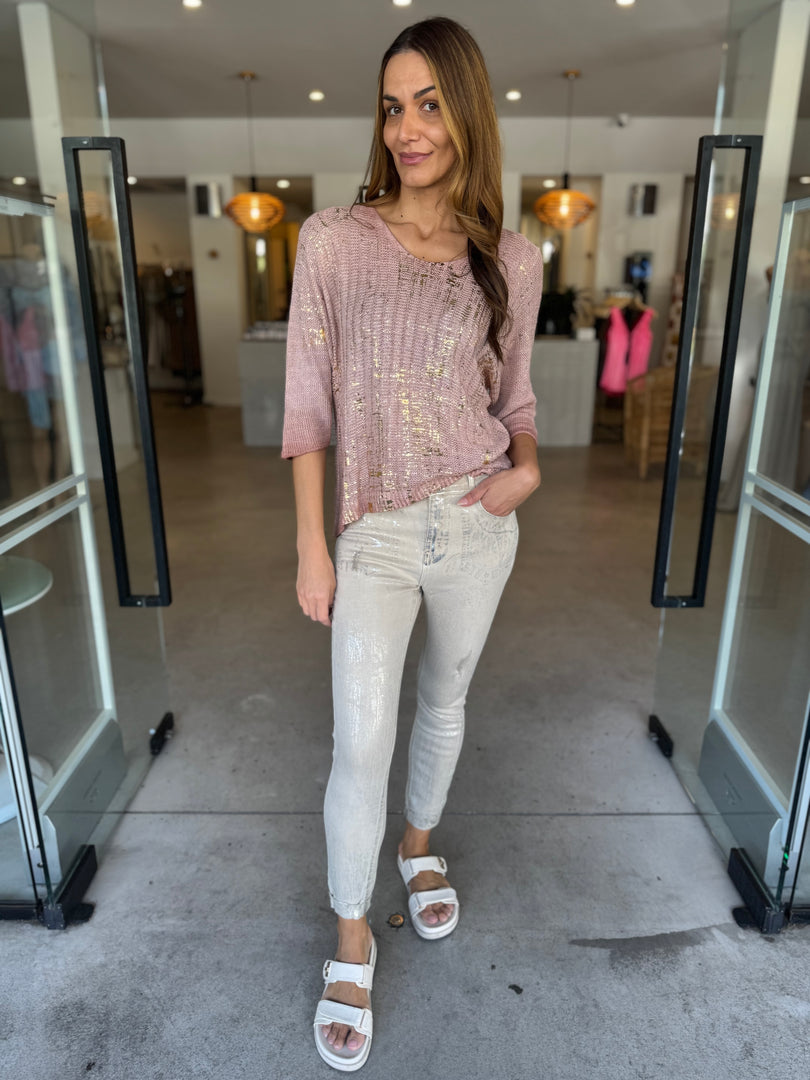 SHINNY MET FRONT JEAN - BEIGE