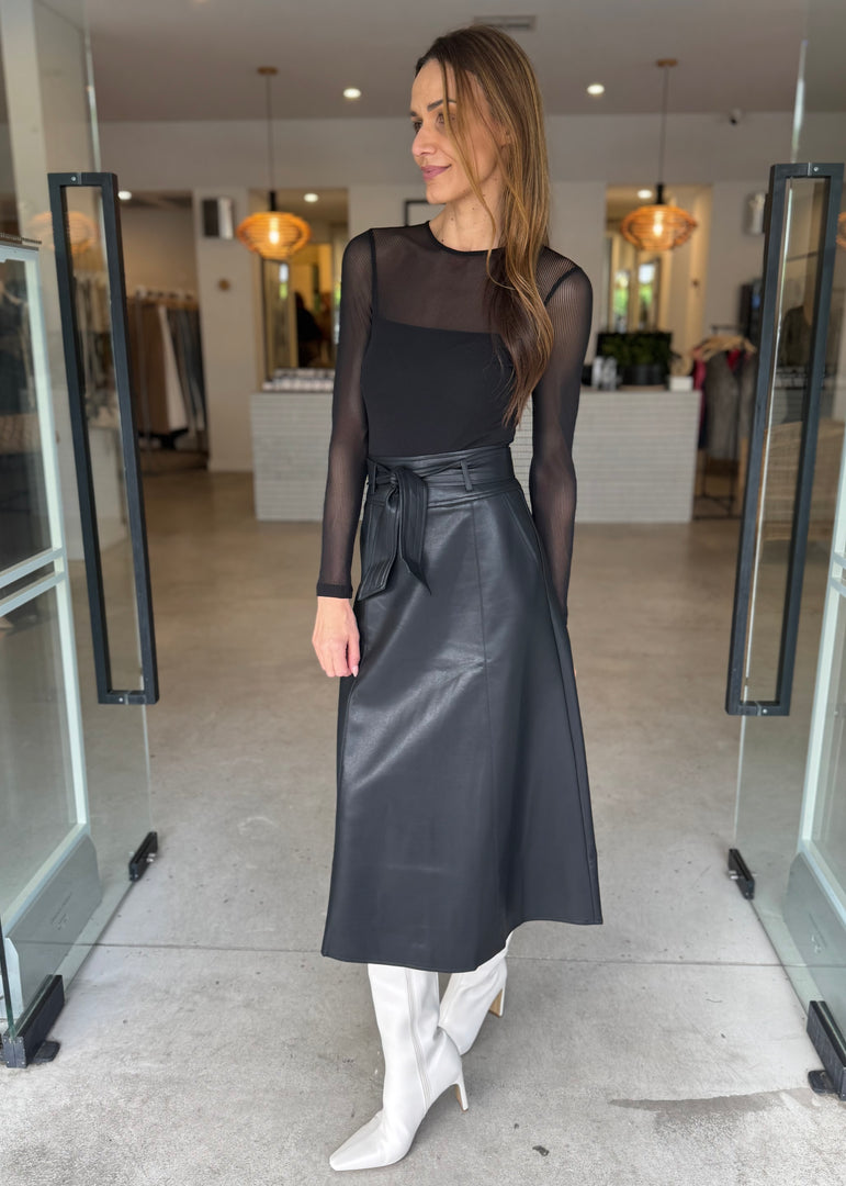 SANCIA FAUX LEATHER SKIRT BLACK