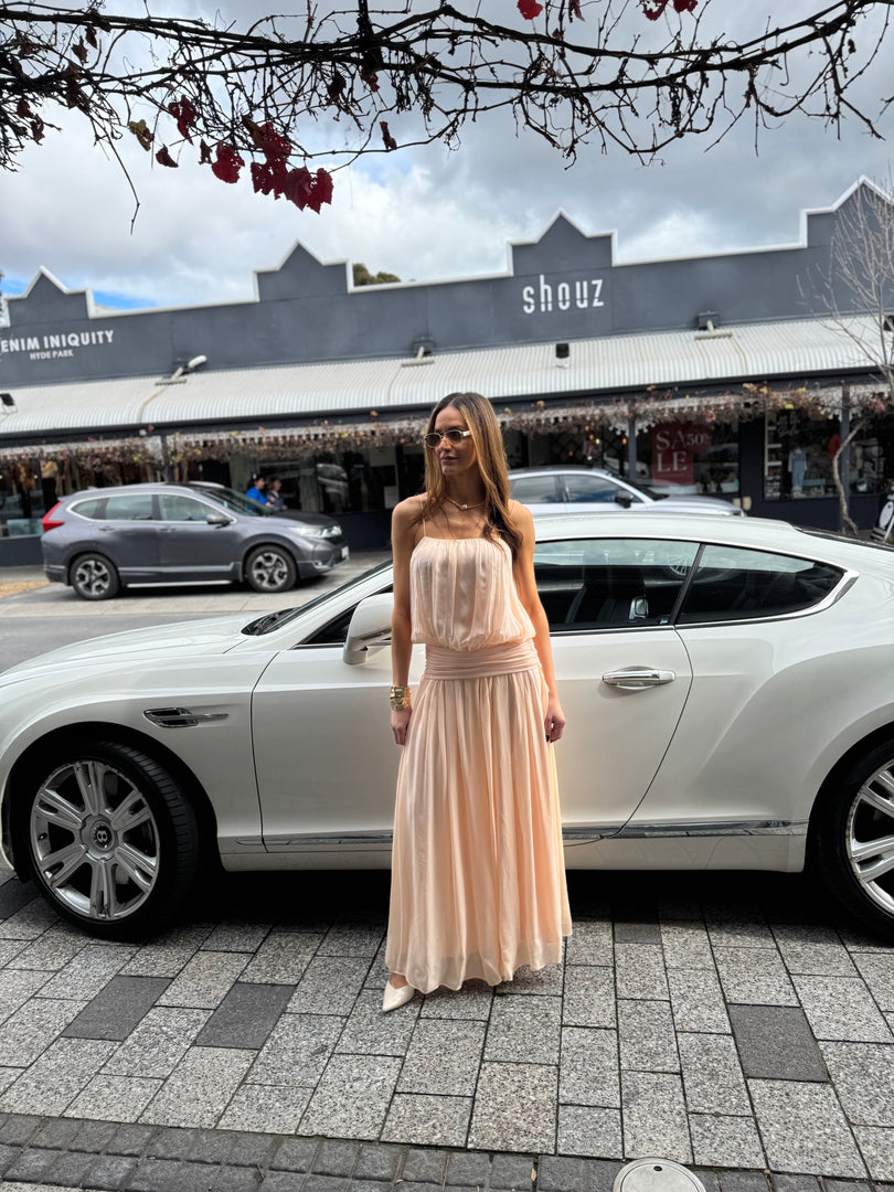 CAMILLE BLOUSON DRESS PEACH