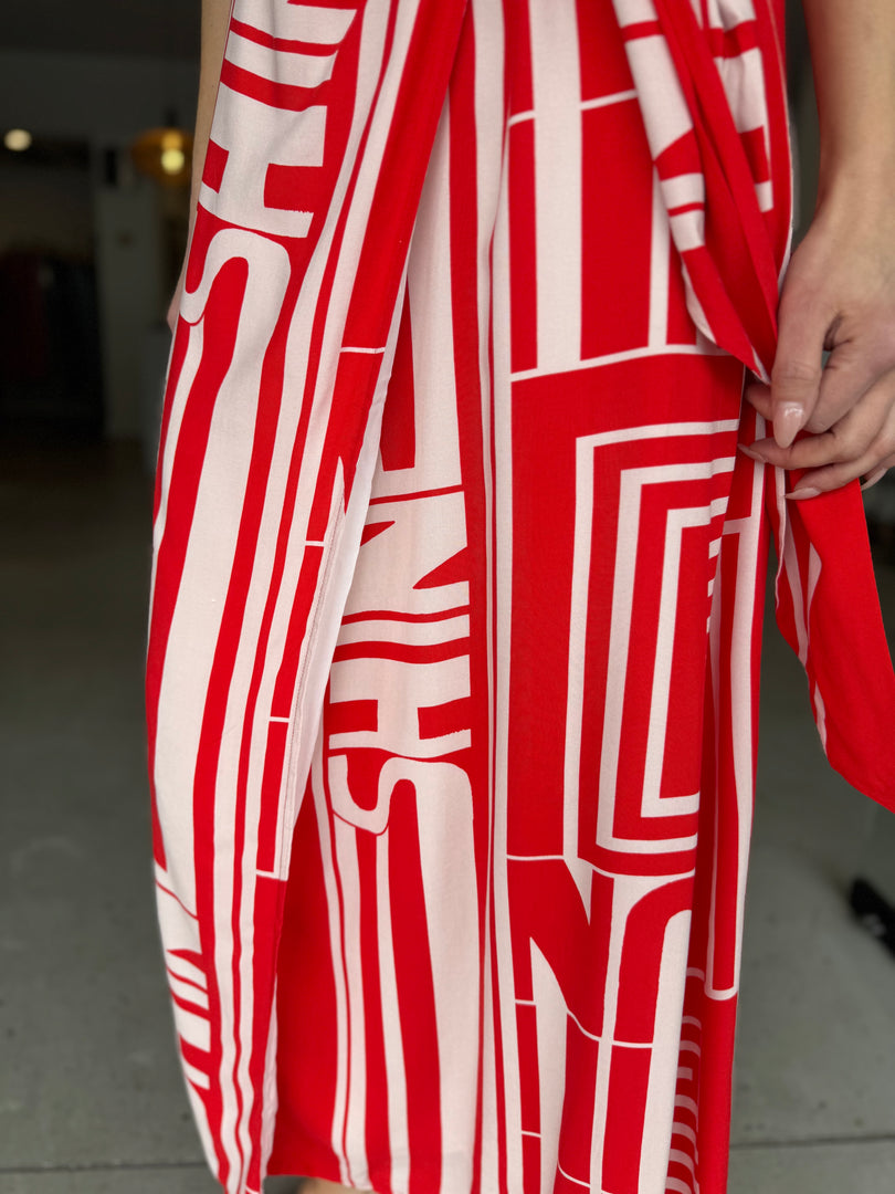 SUNSHINE WRAP DRESS - FIRE & BLUSH