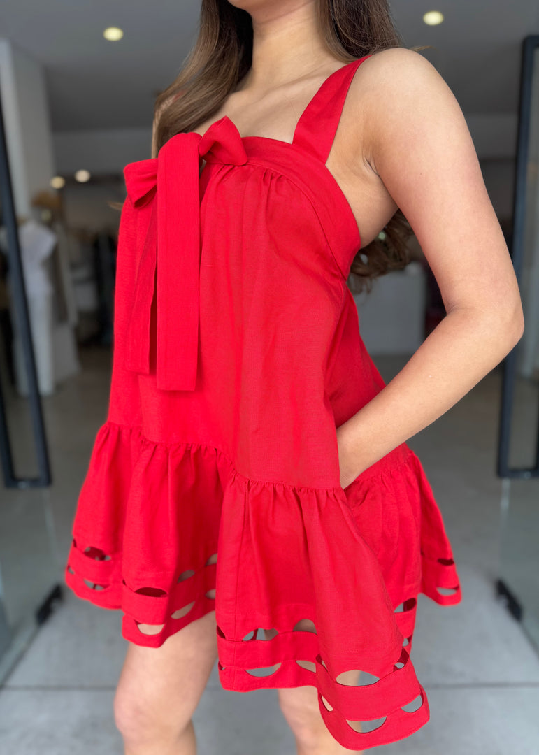 BIRDIE TIERED MINI DRESS ROSE
