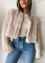 Load image into Gallery viewer, LOLA CROP FUR JACKET - STONE
