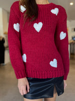 Load image into Gallery viewer, HEART ON SLEEVE KNIT - CHERRY
