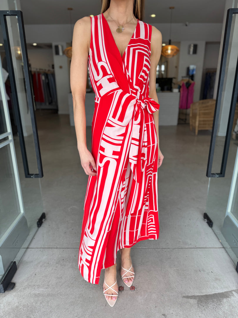 SUNSHINE WRAP DRESS - FIRE & BLUSH