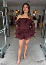 Load image into Gallery viewer, ANIKA RUFFLE TOP UMBER
