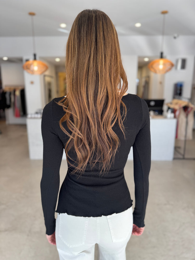 CORA LS TOP - BLACK