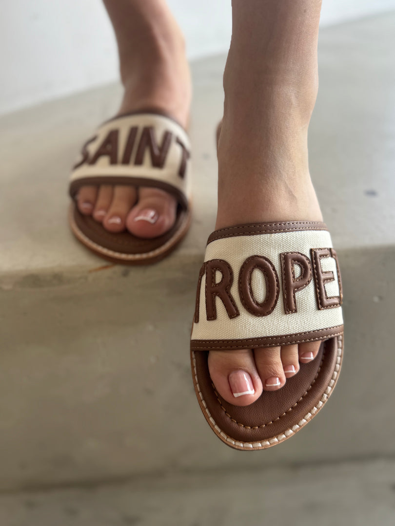 SAINT TROPEZ SLIDES - TAN