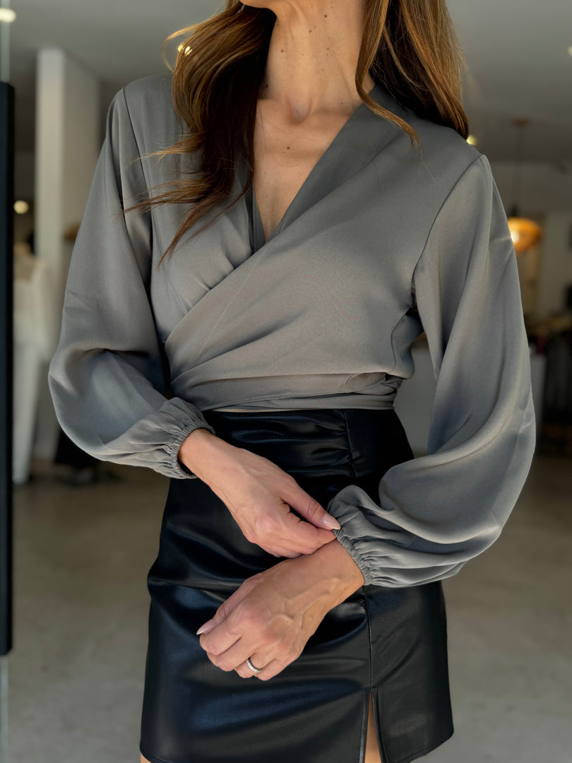 TILLY TIE BLOUSE KHAKI