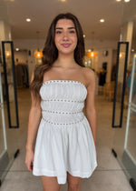 Load image into Gallery viewer, JENNY STUDDED MINI DRESS IVORY
