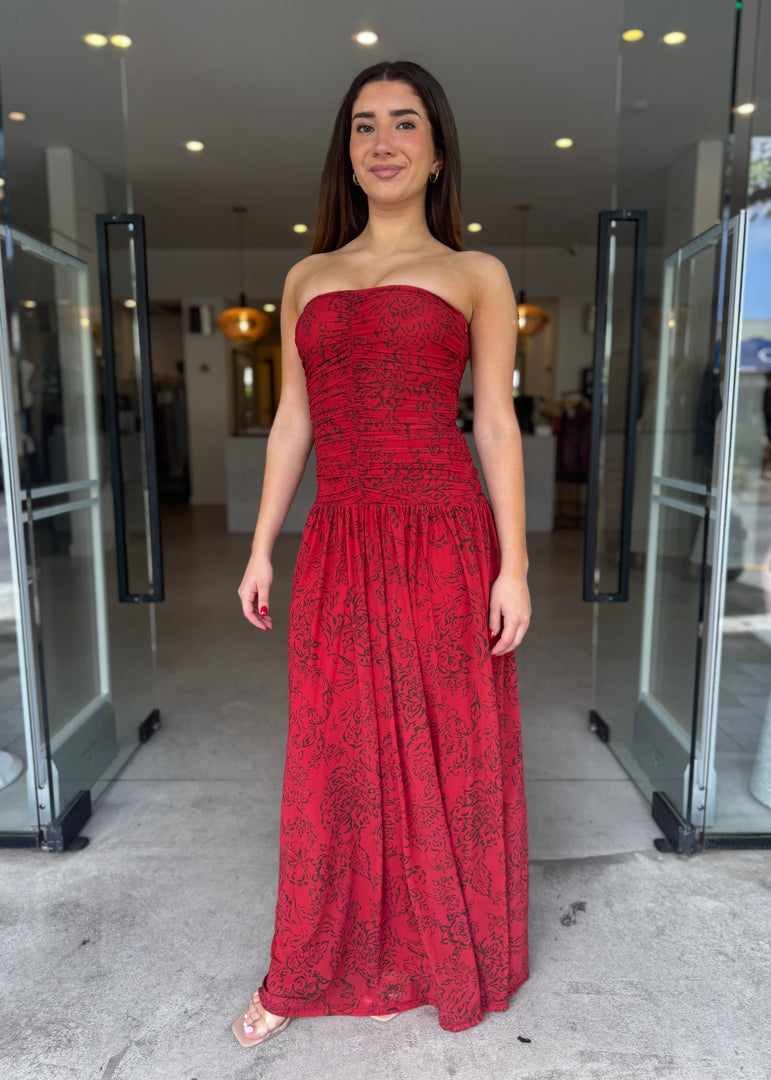 SAFFRON STRAPLESS MAXI DRESS
