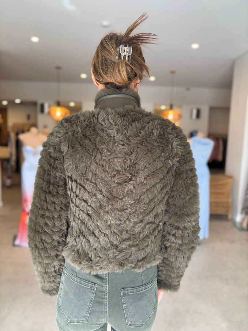 SYBIL FAUX FUR BOMBER JACKET
