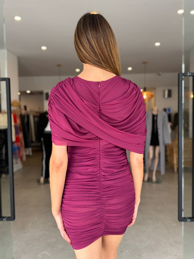 PHOENIX MINI DRESS BURGANDY