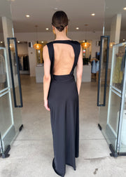 ROCKY SATIN DRESS - BLACK