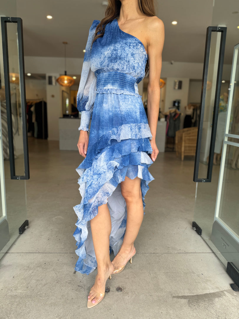 QUILLA OS GOWN BLUE MULTI