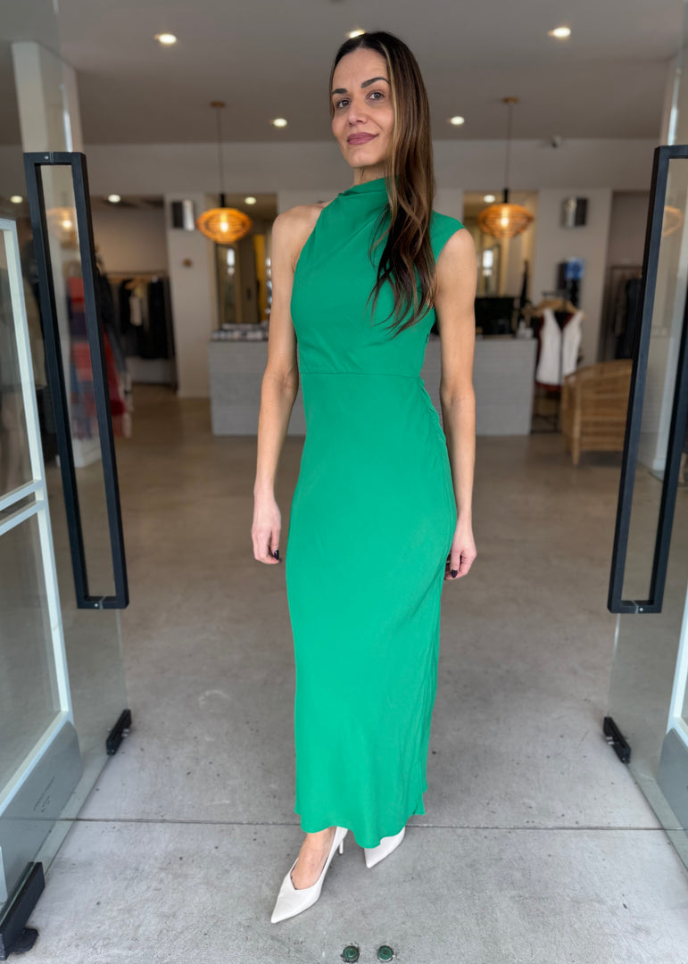 RIO DRAPED MAXI DRESS GREEN