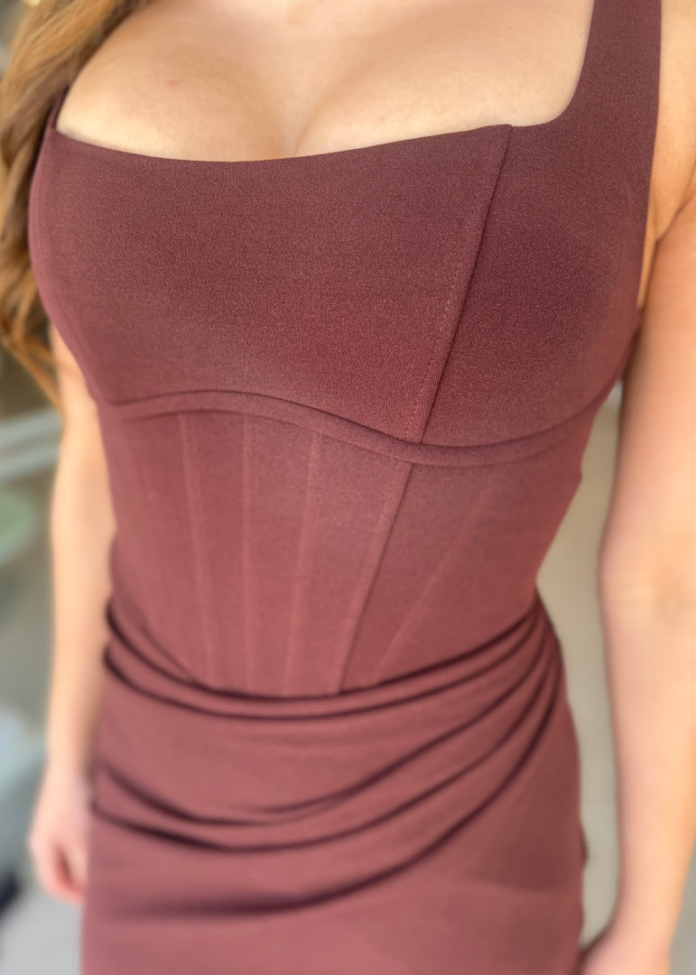ELENA DRESS - CHOCOLATE