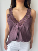 Load image into Gallery viewer, LACE CAMI * DARK PLOM
