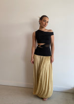 Load image into Gallery viewer, SERENE ASYM MAXI DRESS BLK/STRAW
