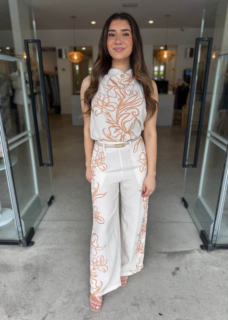 LOLITA TOP ECRU FLORAL