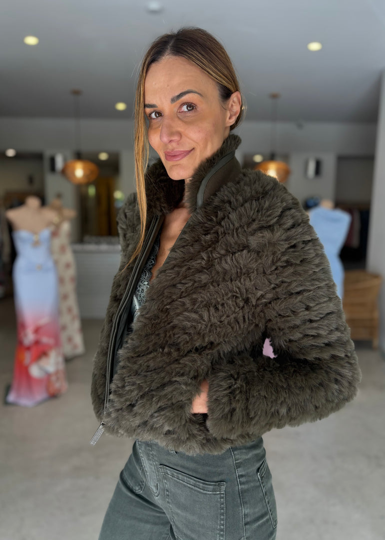 SYBIL FAUX FUR BOMBER JACKET
