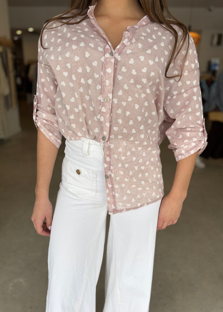 HEART COTTON SHIRT - ROSA