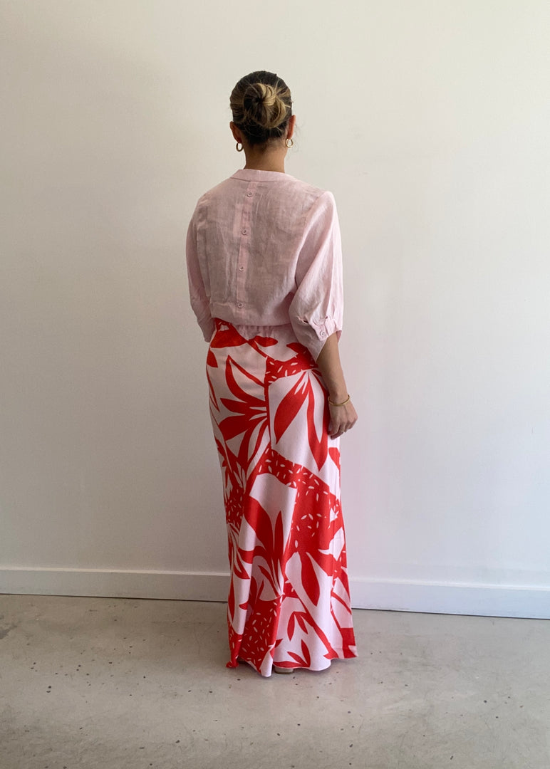 TATE MIDI SKIRT CORAL PINK