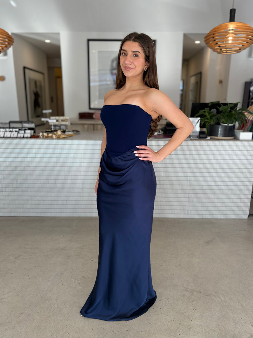 CHIARA STRAPLESS GOWN - NAVY