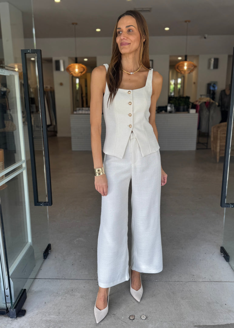 LEVIN TWEED VEST PANT SET WHITE