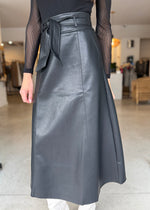 Load image into Gallery viewer, SANCIA FAUX LEATHER SKIRT BLACK
