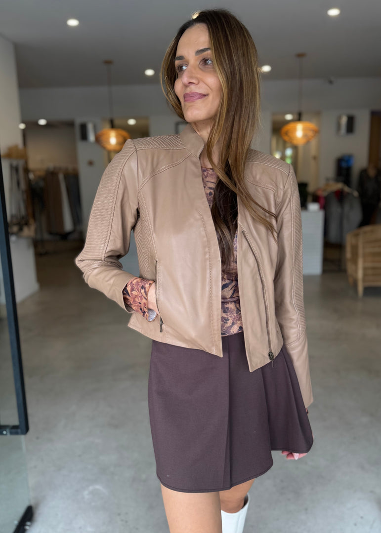 BLAIRE LEATHER JACKET - WHEAT
