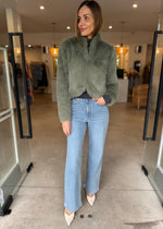 Load image into Gallery viewer, REINA FAUX FUR JACKET JADE
