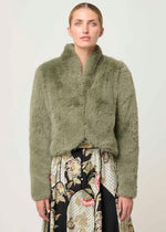 Load image into Gallery viewer, REINA FAUX FUR JACKET JADE
