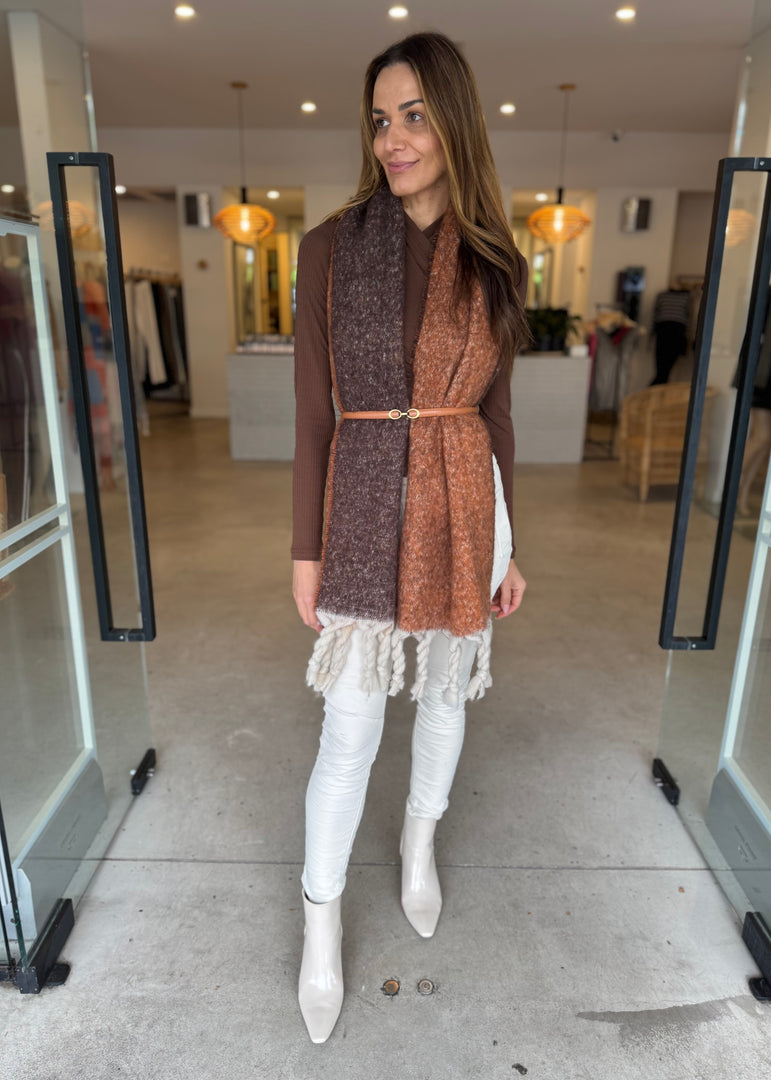 TULLY SCARF ORANGE BROWN